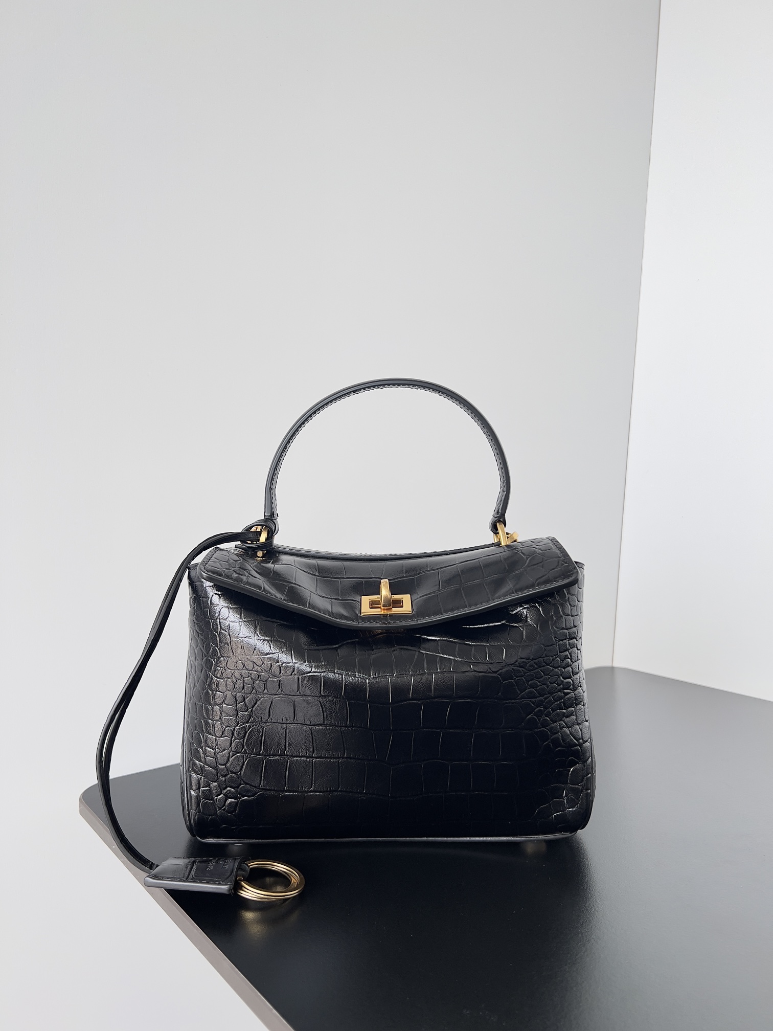 Balenciaga Rodeo Mini Handbag Crocodile Embossed