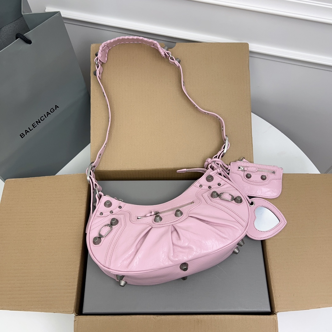 Balenciaga Le Cagole S Leather Shoulder Bag | Pink