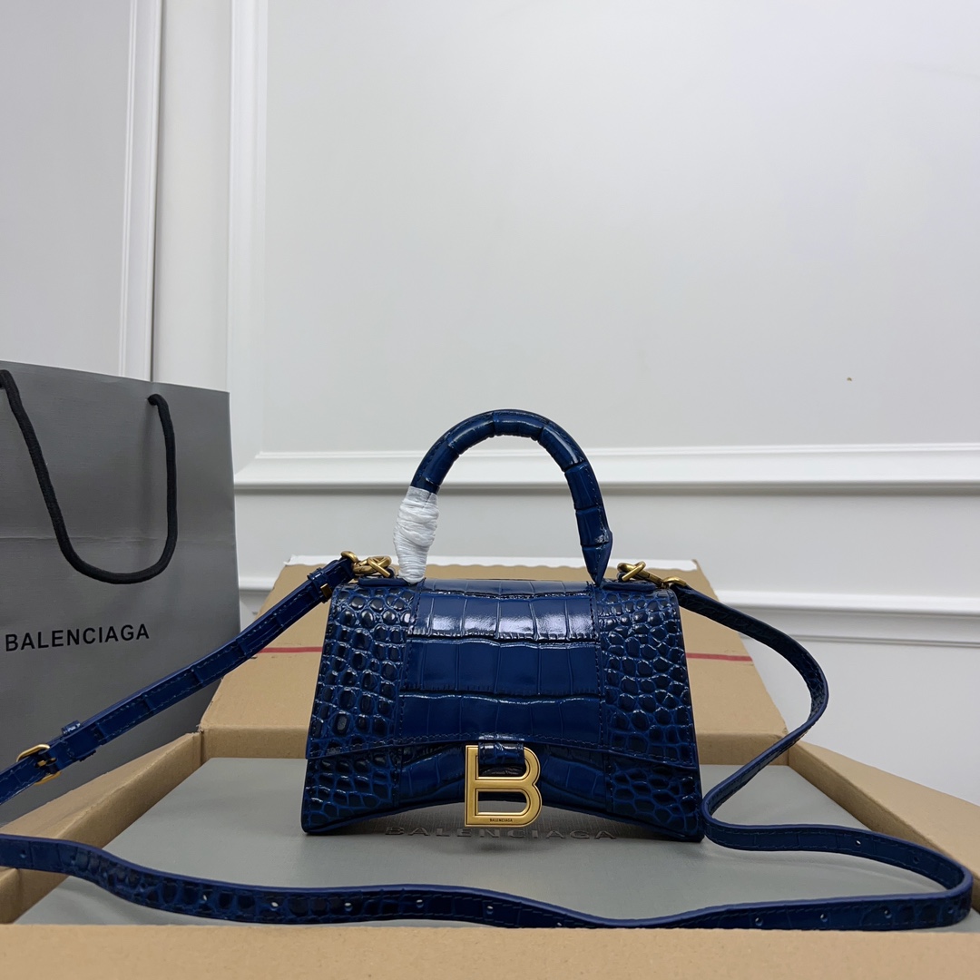 Balenciaga Small Hourglass Top Handle Bag in Navy