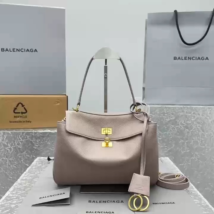 Balenciaga Women’s Rodeo Handbag Small Grained Calfskin in Sesame