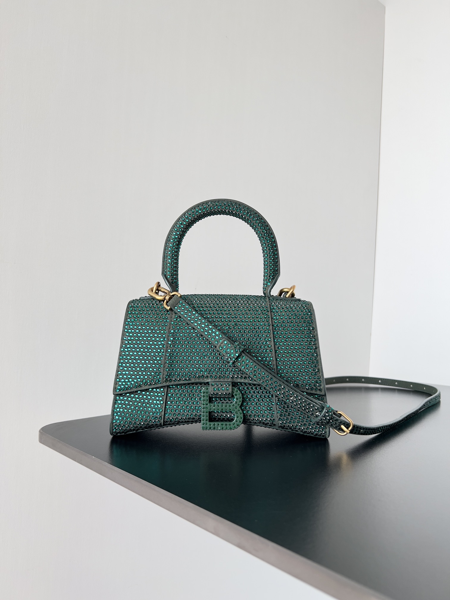 Balenciaga Hourglass Xs Top Handle Bag In Metallic Calfskin |
