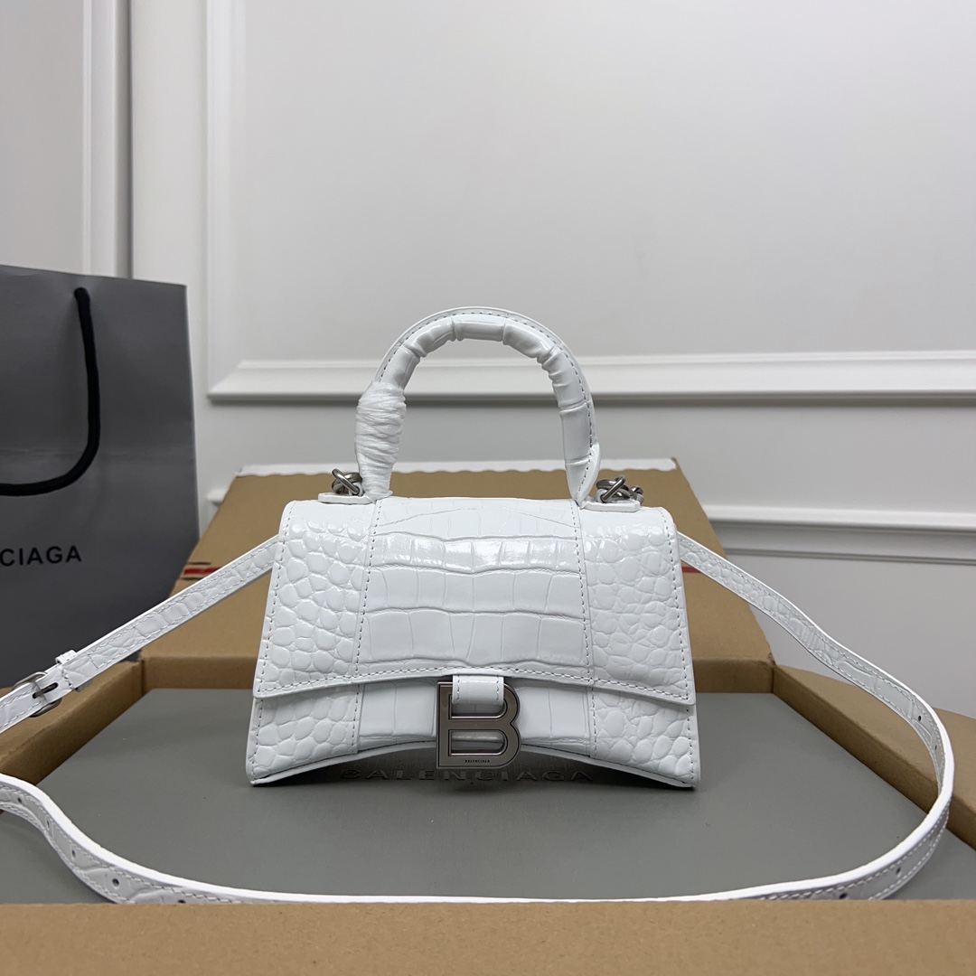 Balenciaga Hourglass XS Top Handle Bag – White Handle