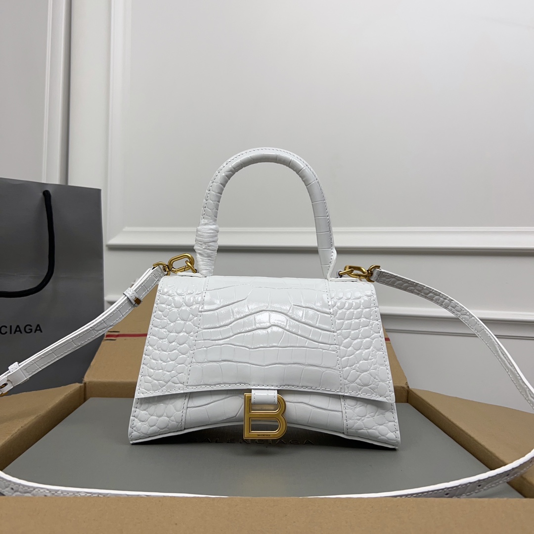 Balenciaga Small Hourglass Top Handle Bag in White |