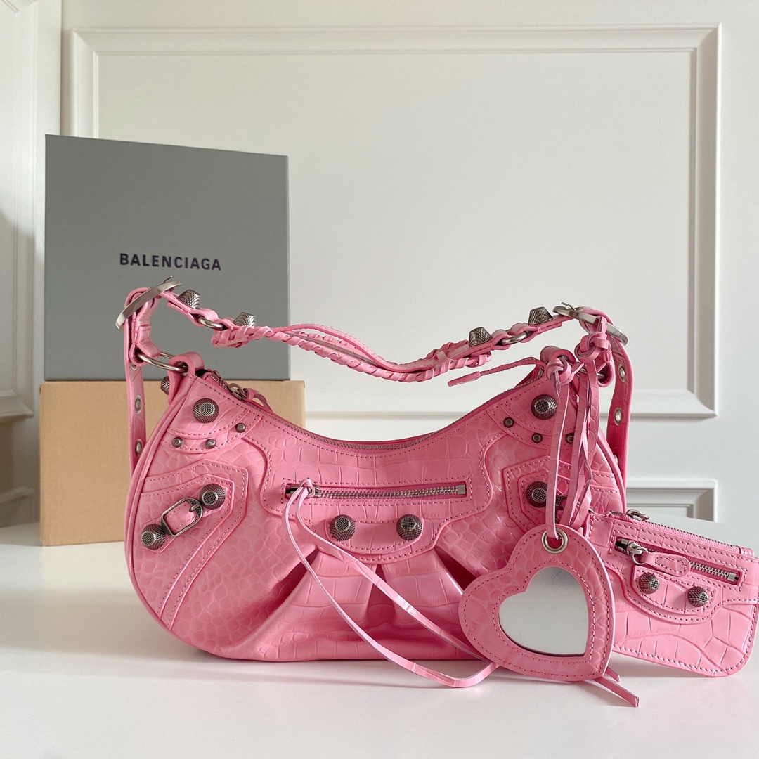 Balenciaga Leather Shoulder Bag – Pink Shoulder Bags,