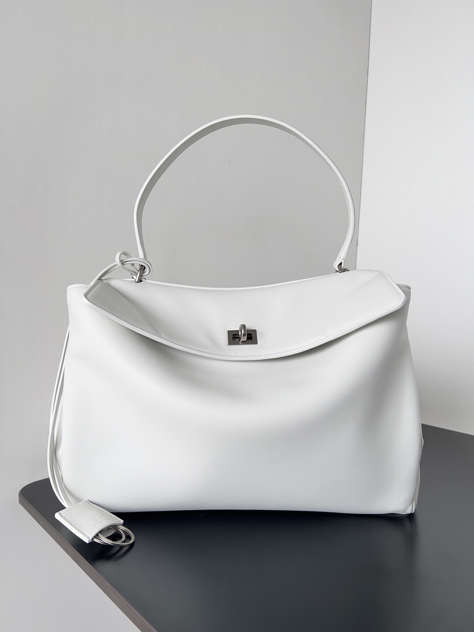 BALENCIAGA Natural Smooth Calfskin Mini Rodeo Top Handle