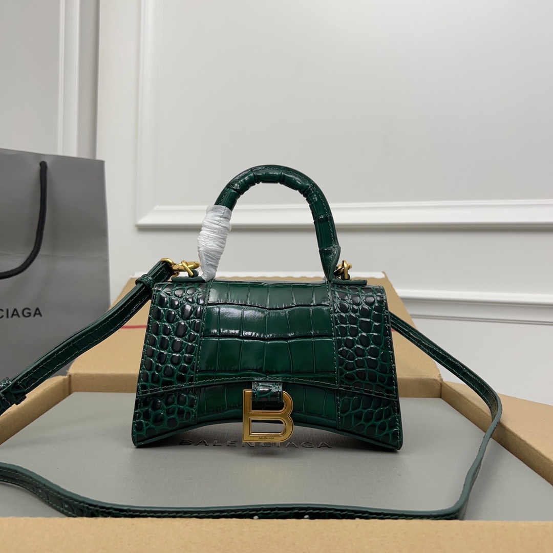 Balenciaga Hourglass Top Handle Bag Crocodile