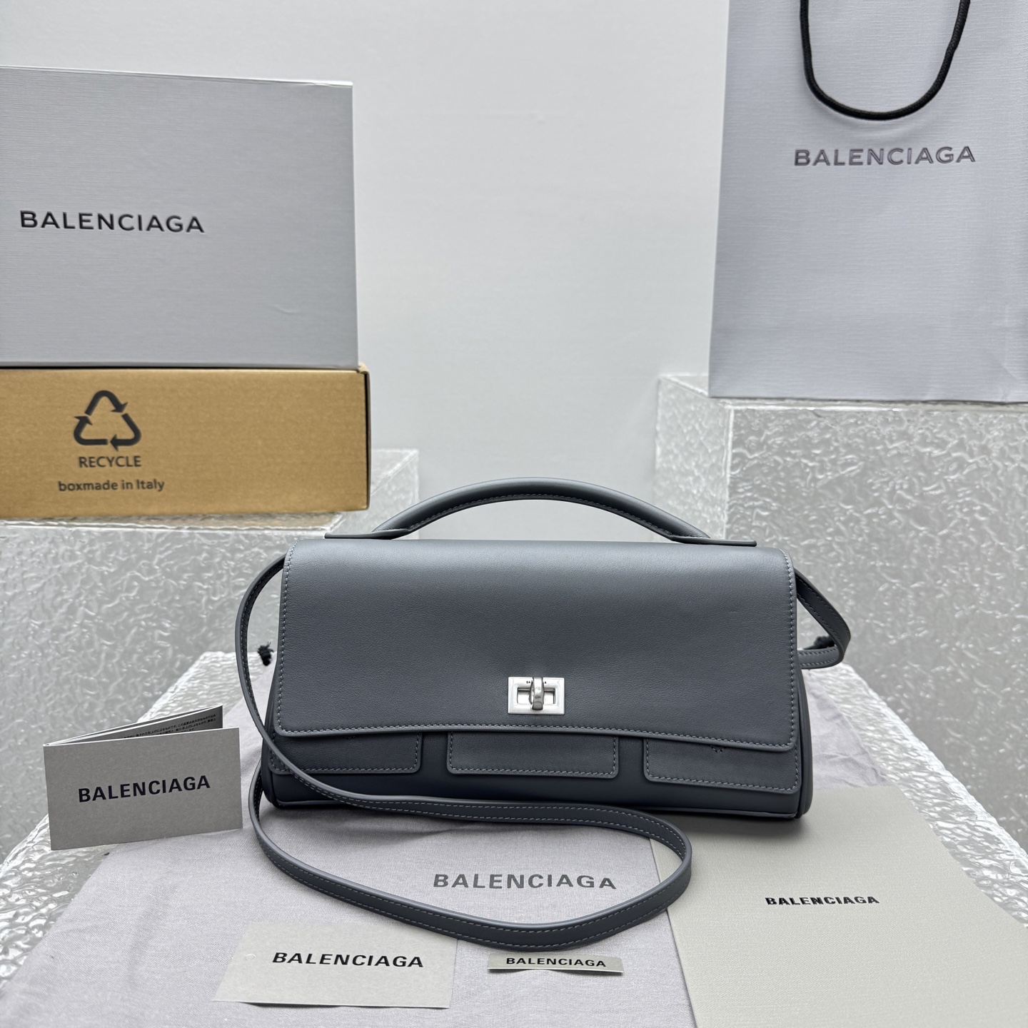 Balenciaga Women’s Bel Air Clutch On Strap Small in Grey | Balenciag