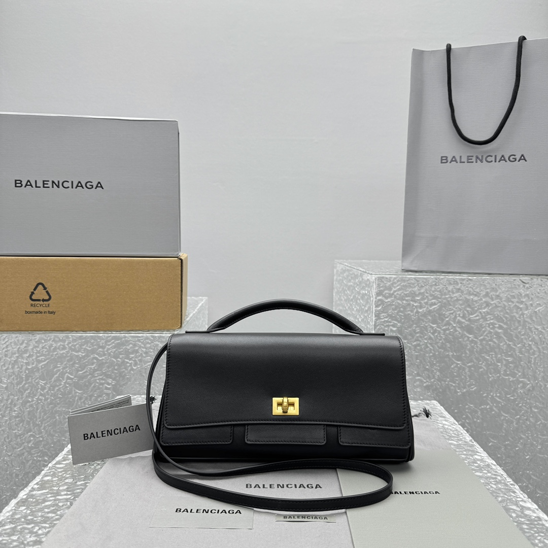 Balenciaga Women’s Bel Air Clutch On Strap Small in Black |