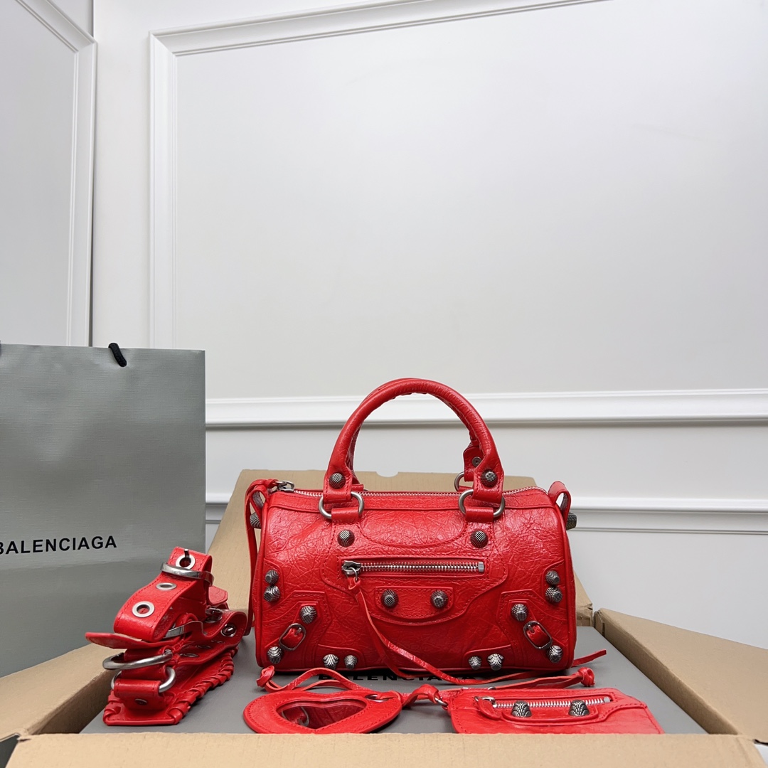 Balenciaga The First 2-Way Shoulder Handbag Red Leather