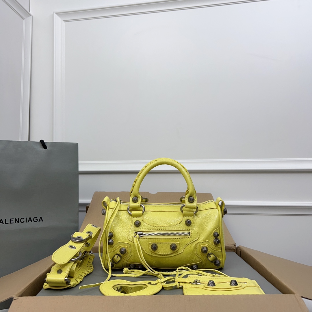 Balenciaga Leather Le Cagole XS – Yellow Shoulder Bags, Handbags – BAL312280 |