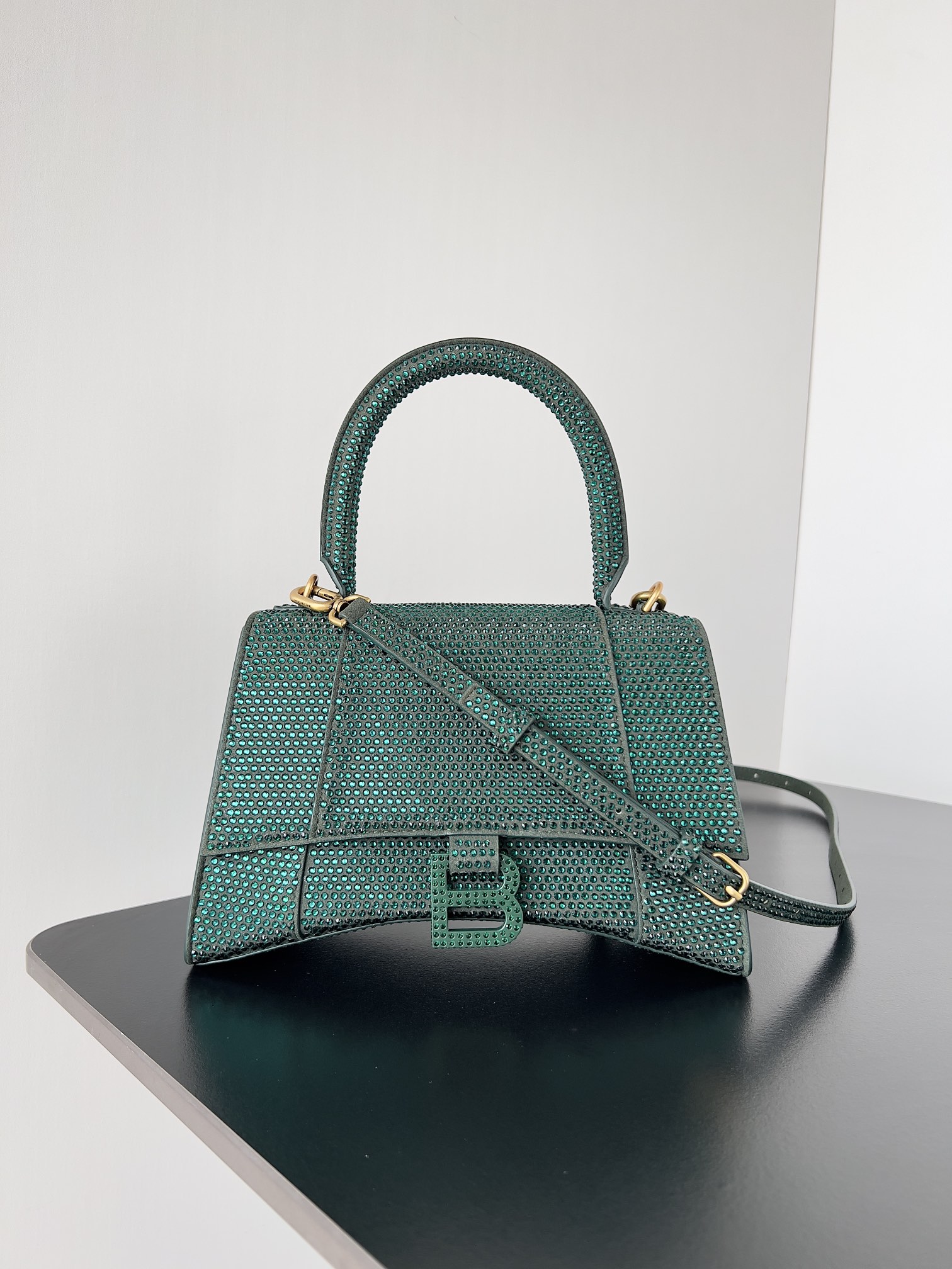 Balenciaga Hourglass XS Top Handle Bag w/ Rhinestones