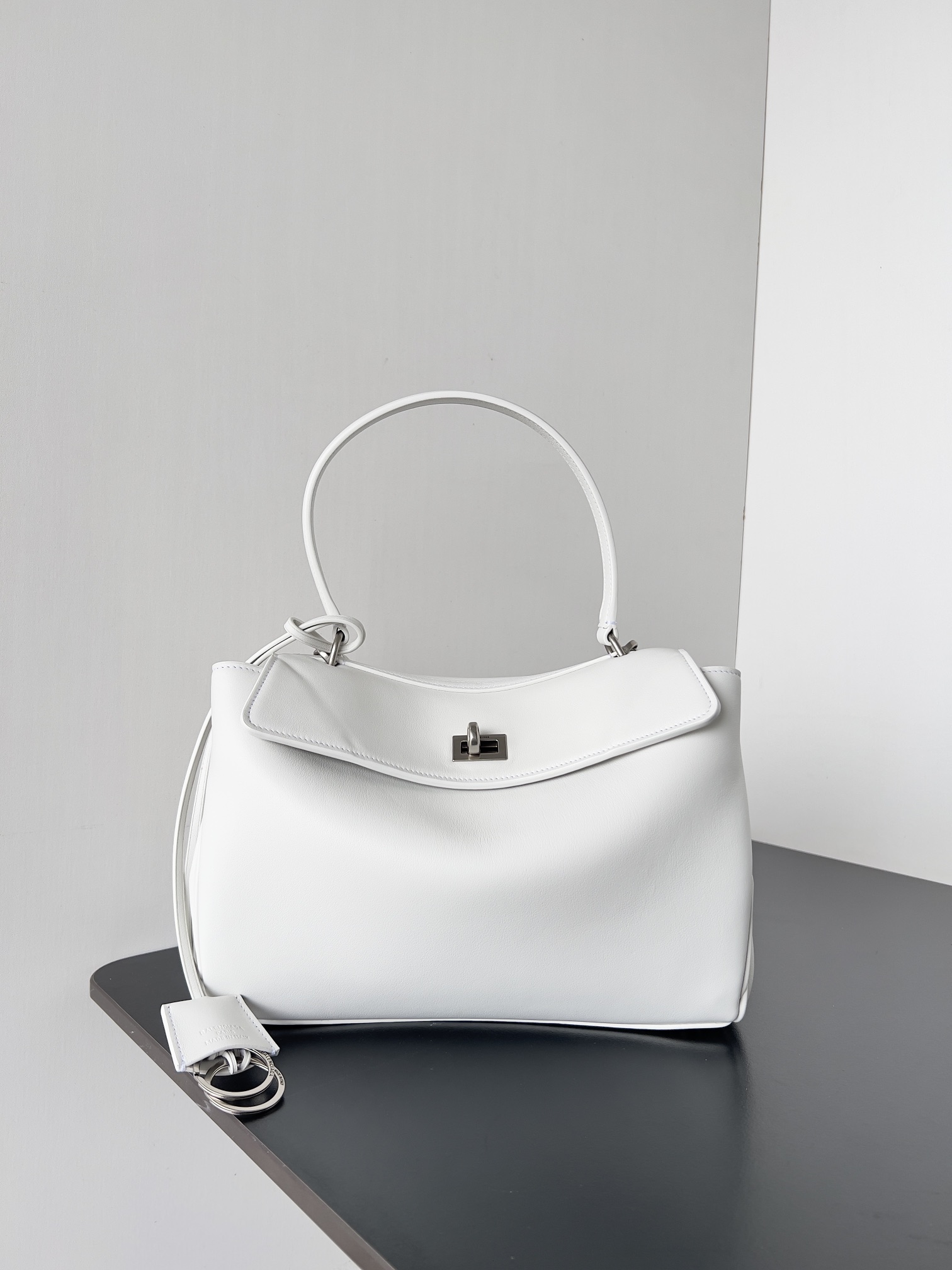 Balenciaga Women Rodeo Small Handbag in White Smooth
