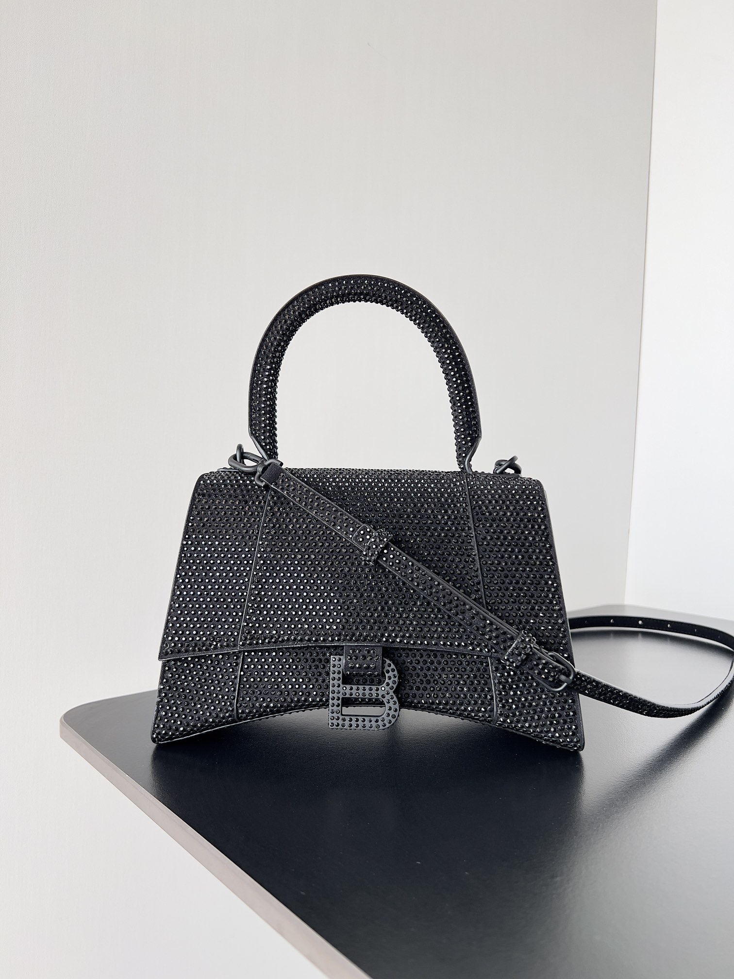 Balenciaga Small Hourglass Top Handle Bag in Black