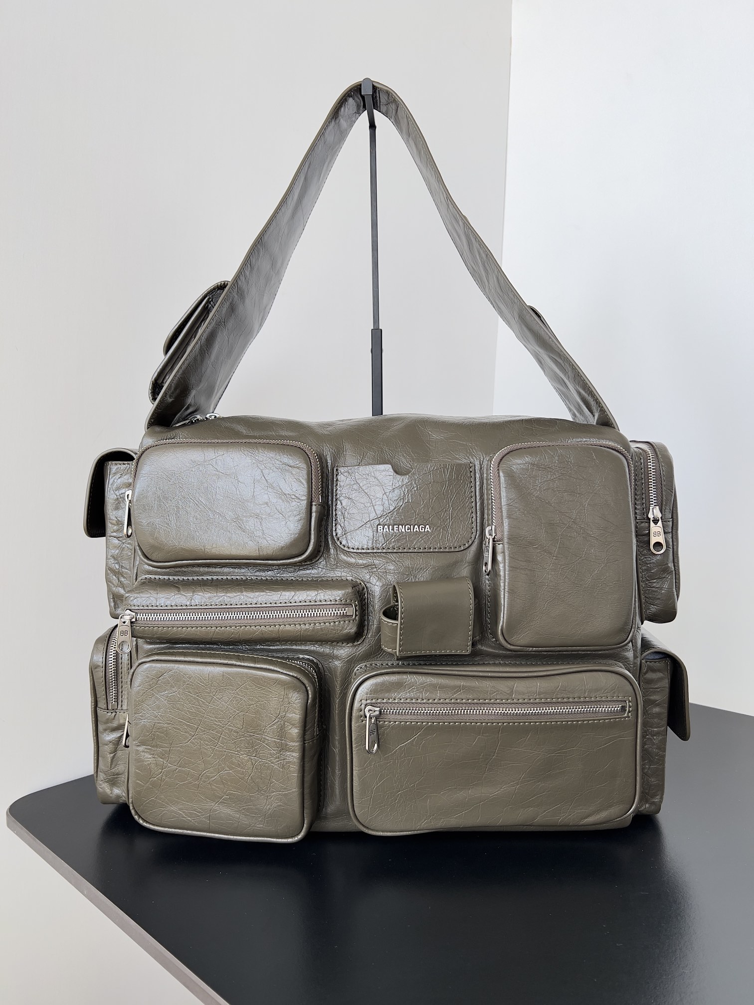 Balenciaga Superbusy Large Leather Sling Bag – 3503 Khaki |