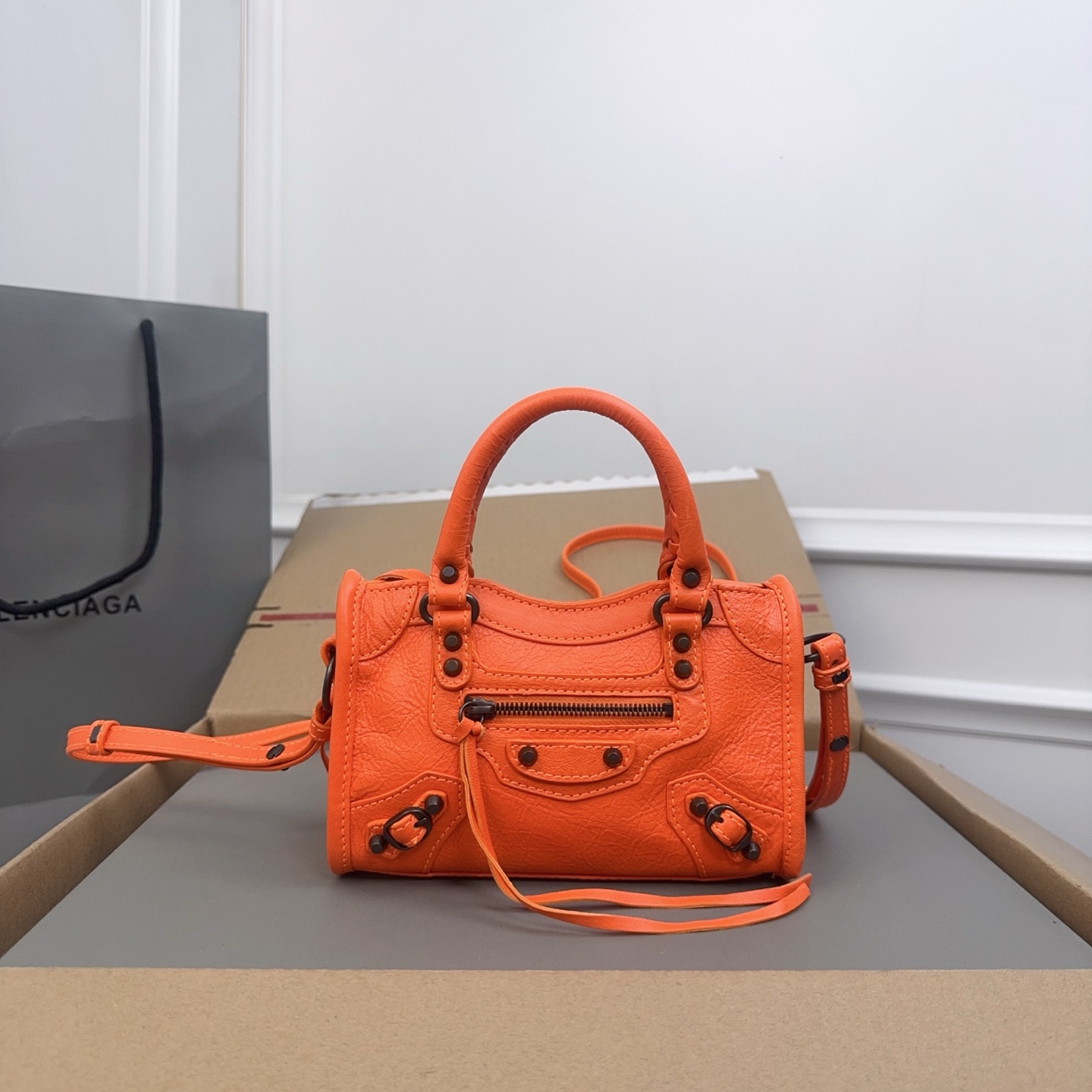 Balenciaga Mini City Bag: Orange Leather