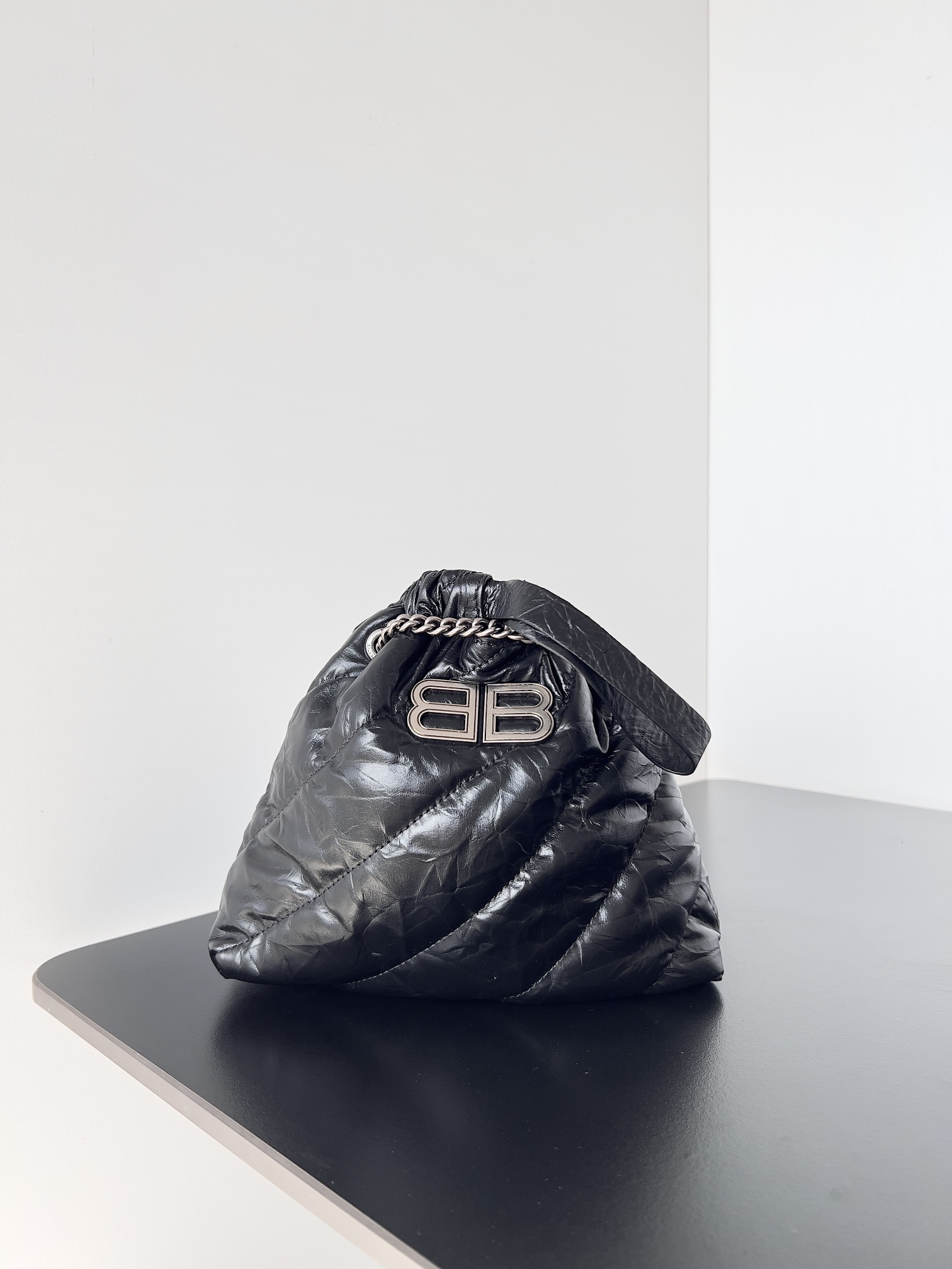 Balenciaga Crush Small Tote Bag Quilted  black