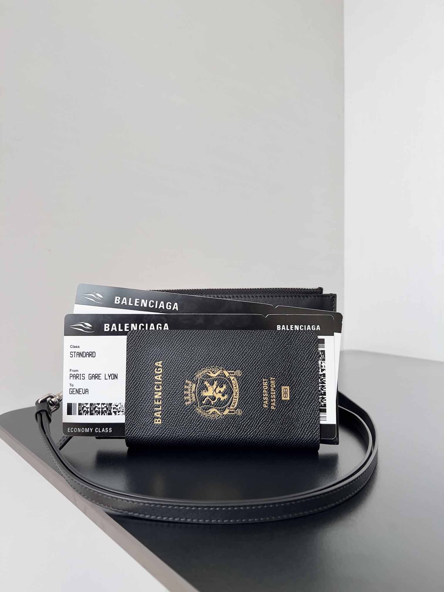 Balenciaga Men’s Passport Long Wallet 2 Tickets in Black | Balenciaga