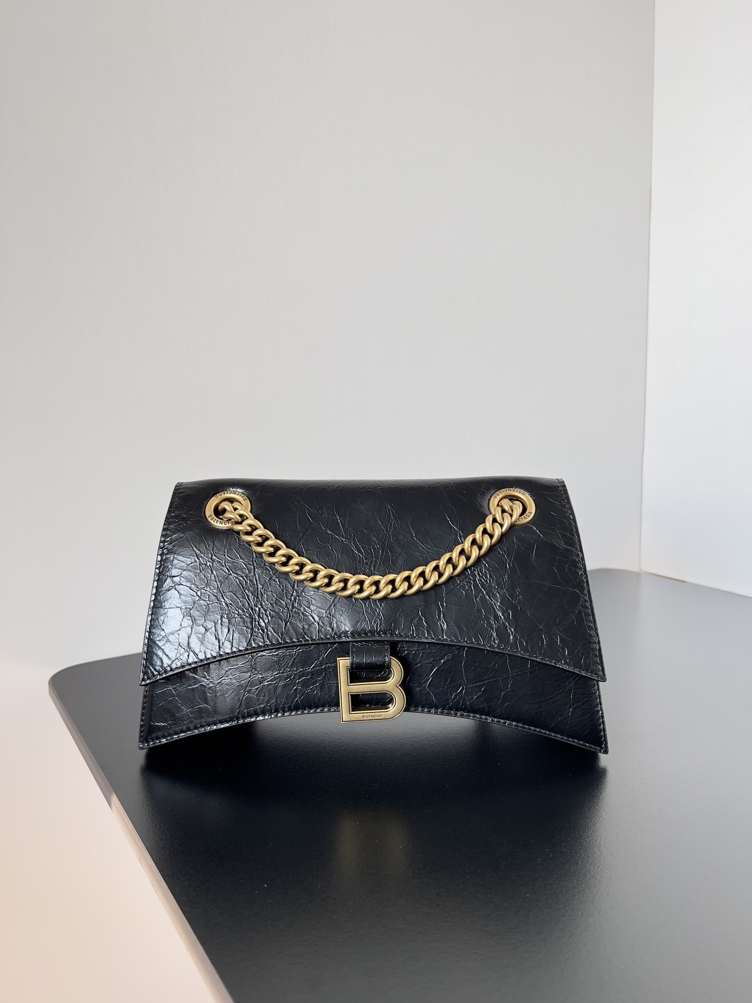 Balenciaga Women’s Crush Chain Bag Small in Black | Balenciaga US