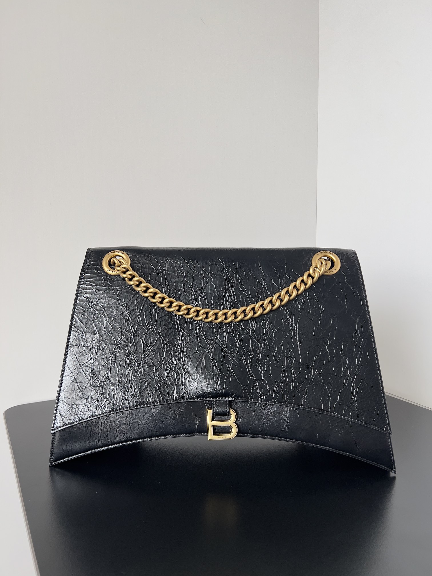 Balenciaga Women’s Crush Chain Bag Large in Black | Balenciaga US