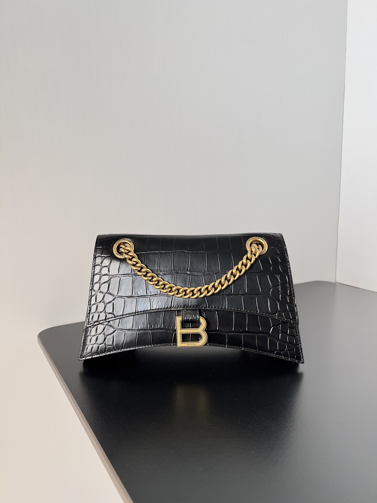 Balenciaga Embossed Crush Small Chain Bag – Black