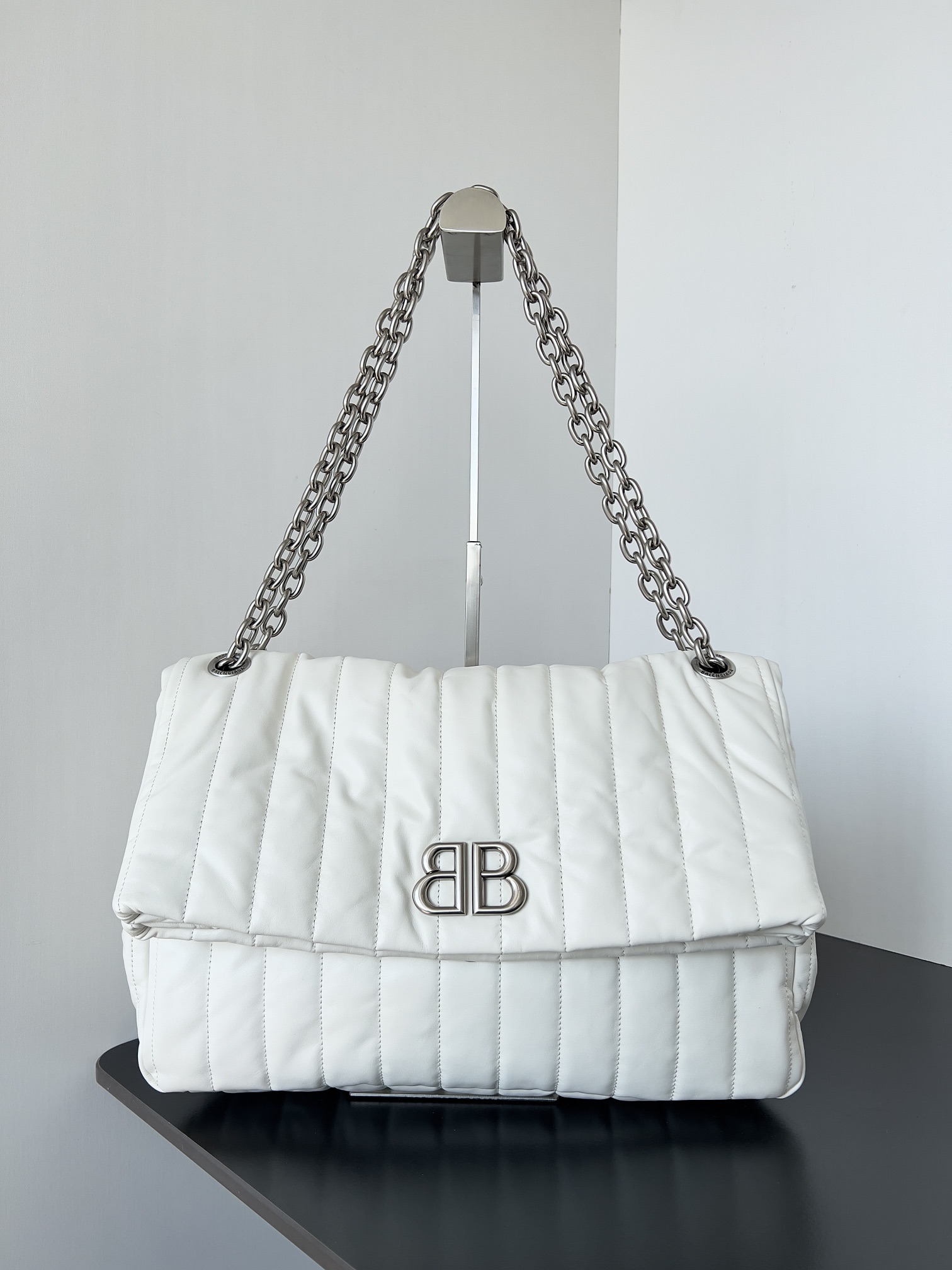 Balenciaga Monaco Medium Chain Bag in Off White