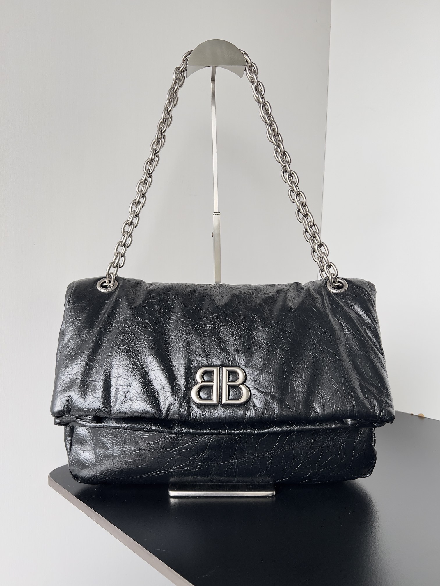 Balenciaga BB Soft Flap Leather Crossbody Bag |
