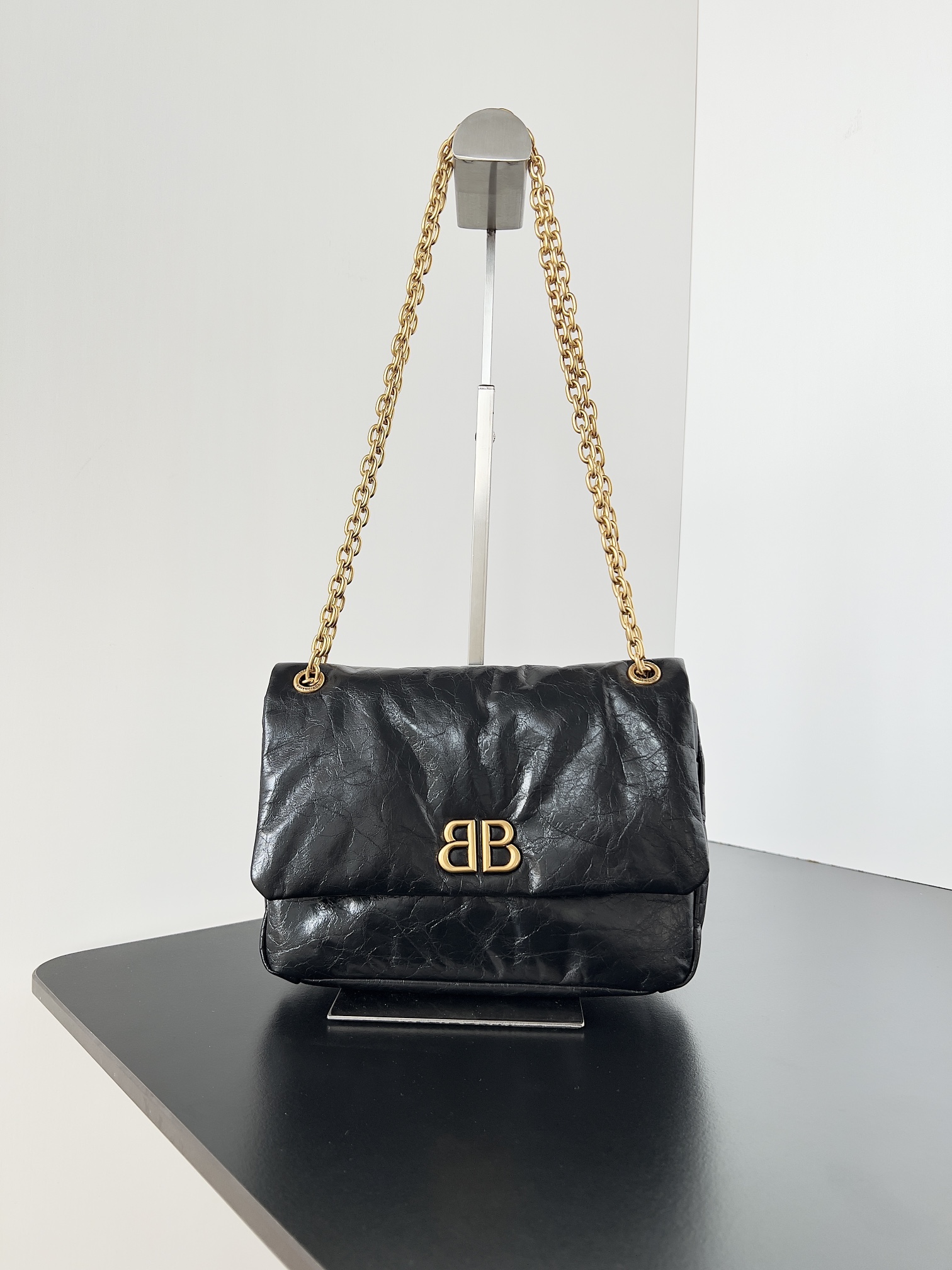 Balenciaga Leopolda Distressed Satin Pochette Shoulder Bag