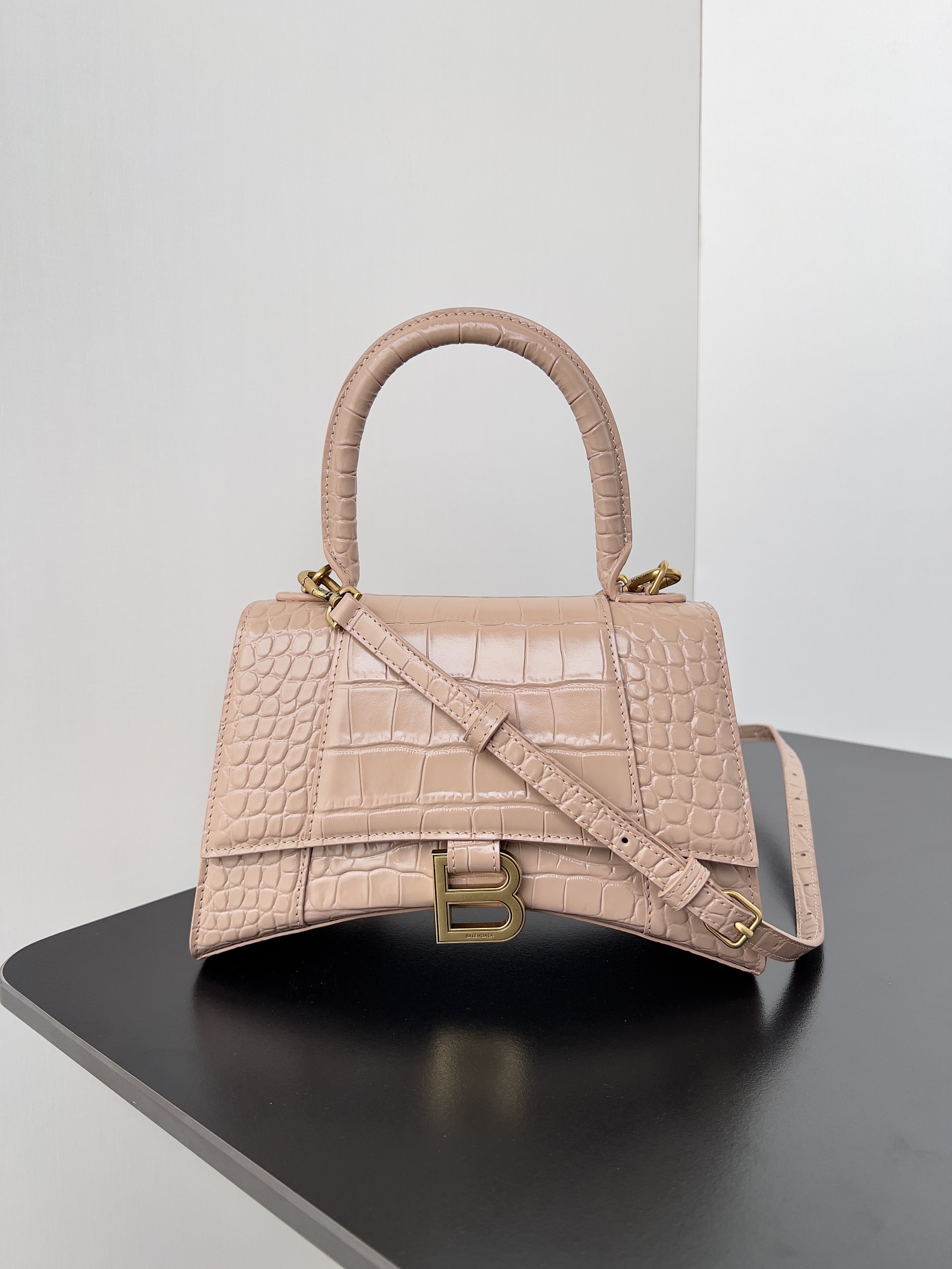 Balenciaga Embossed Small Top Handle Hourglass Bag