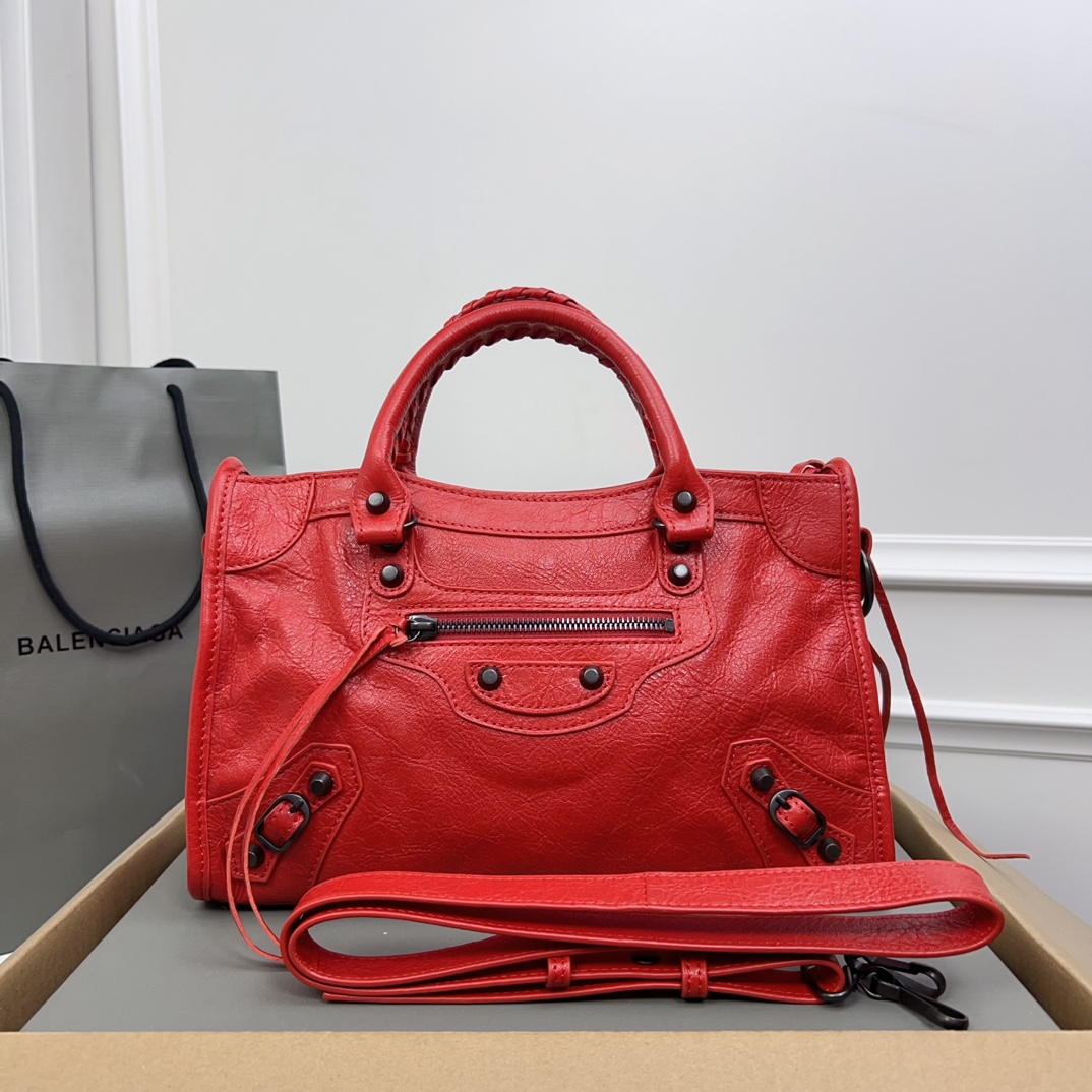 BALENCIAGA Agneau Classic Hardware City Rouge