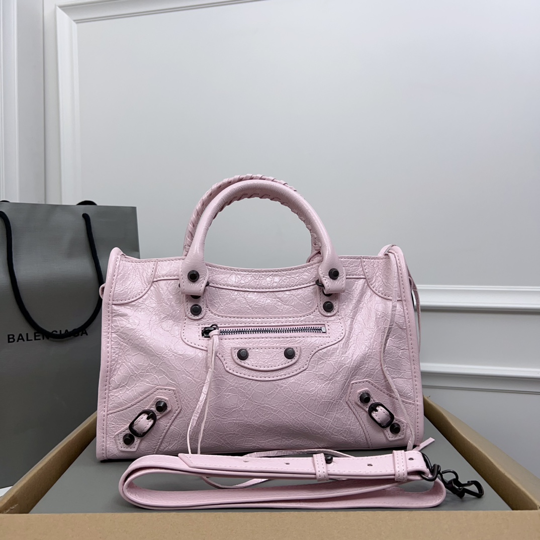 BALENCIAGA Agneau Classic Hardware Mini City Rose Poudre Rose Petunia 719379 |