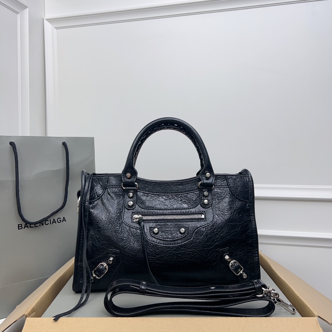 Balenciaga Small Le City Leather Tote Bag | Black