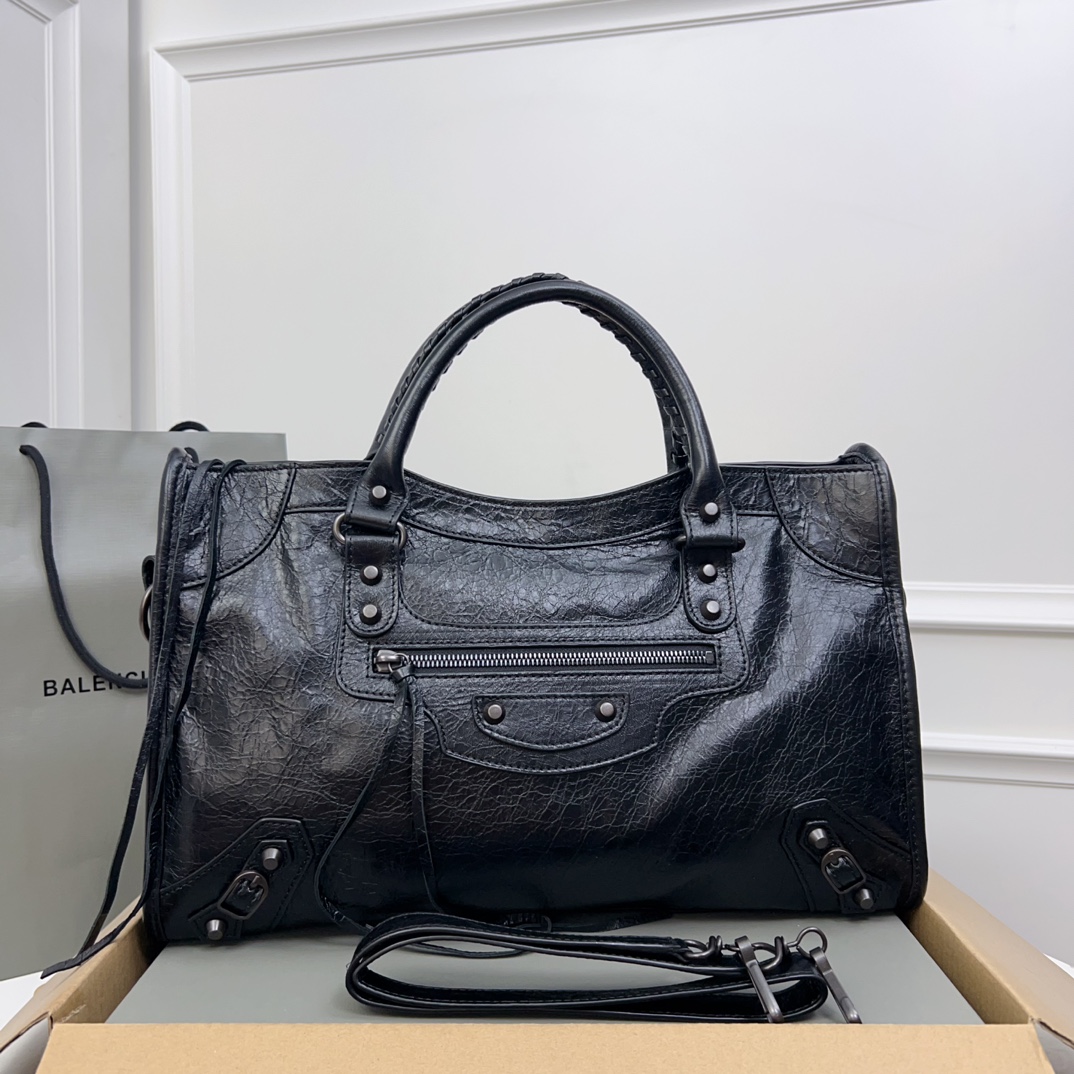 Balenciaga Black Leather RH City Tote Balenciaga |