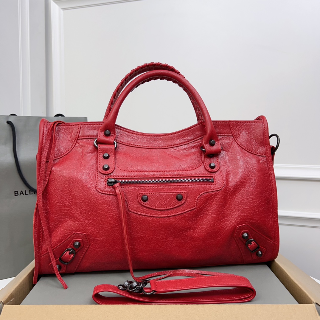 BALENCIAGA Agneau Classic Hardware City Rouge