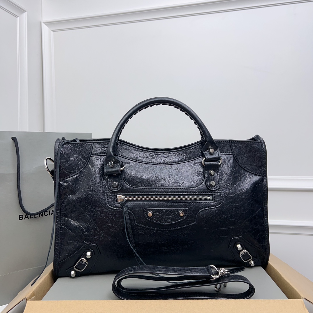 Balenciaga – Medium Le City Arena Lamb bag – Black | eBay