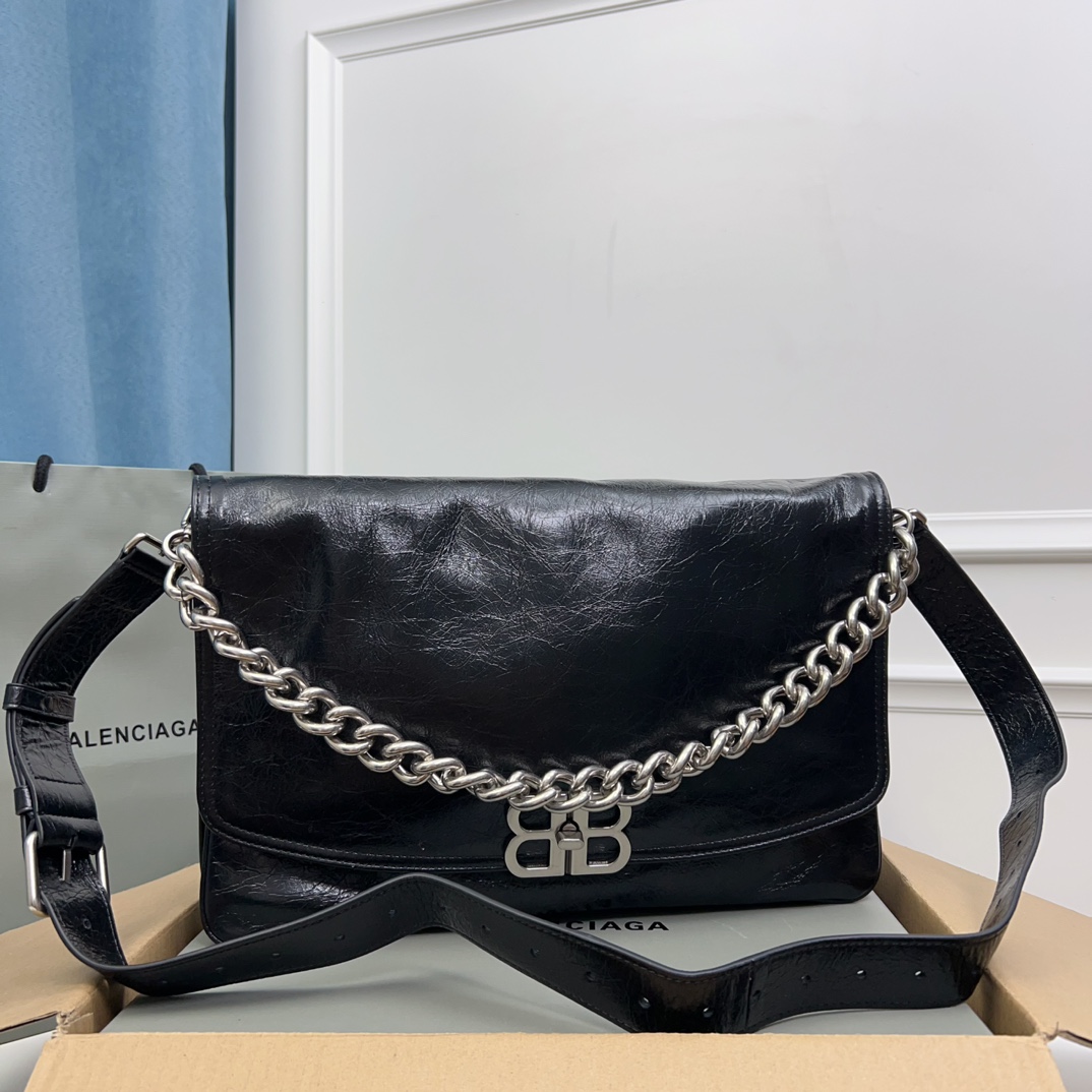 Balenciaga Medium BB Soft Flap Leather Crossbody Bag