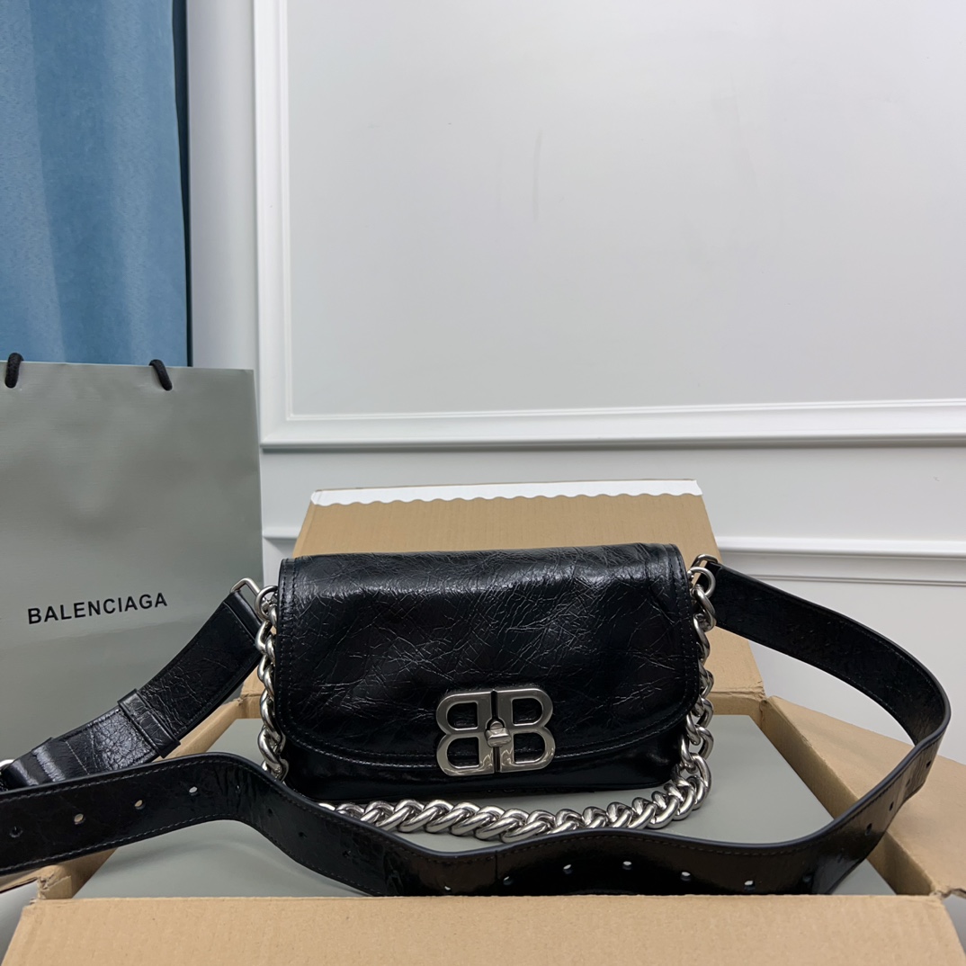 Balenciaga BB Soft Flap Leather Shoulder Bag