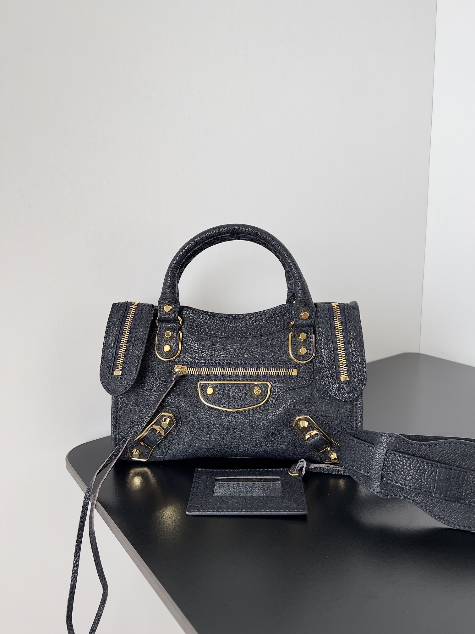 BALENCIAGA Chevre Gold Metallic Edge Hardware Mini