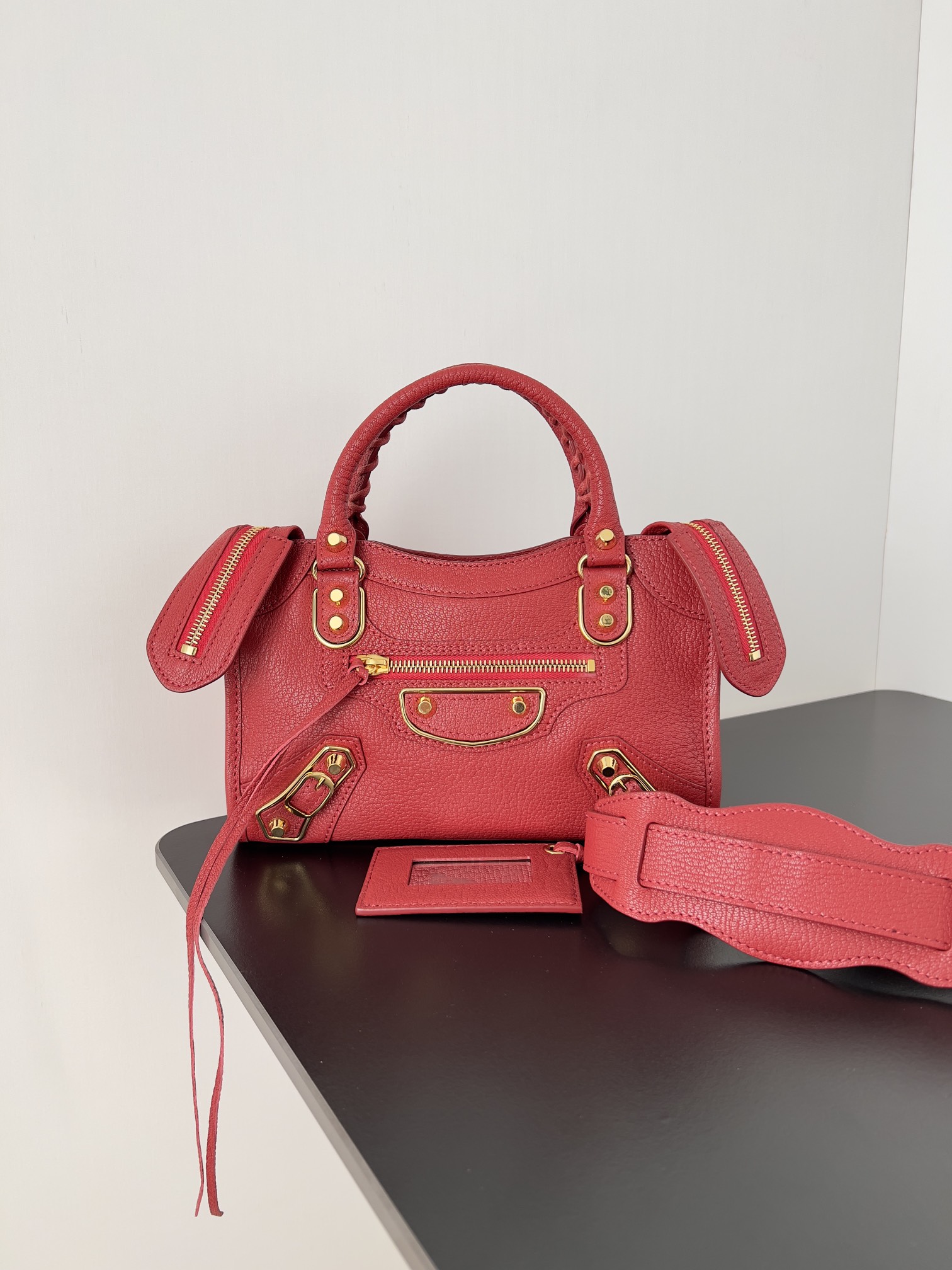 BALENCIAGA Chevre Gold Metallic Edge Hardware Mini