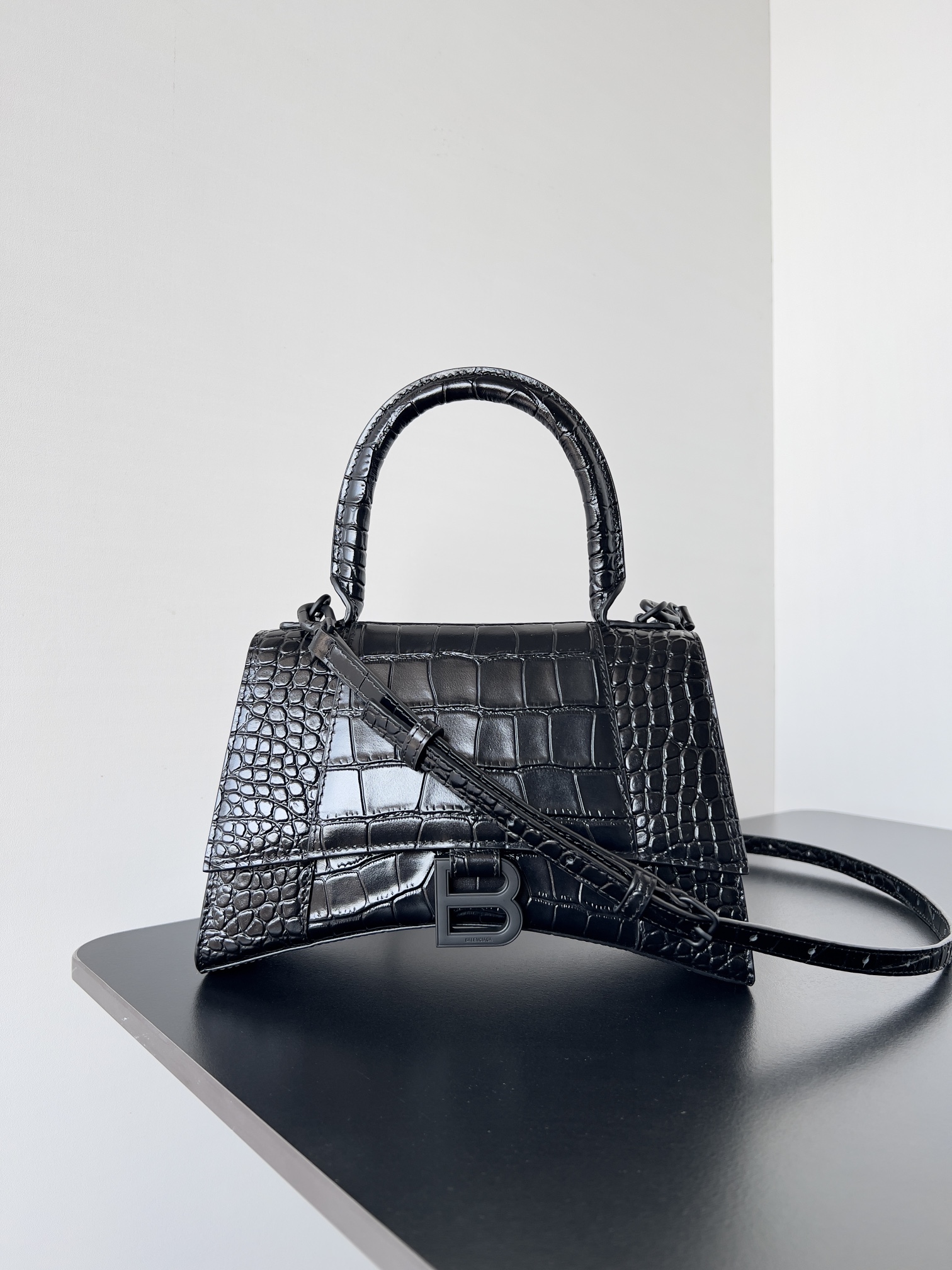 BALENCIAGA Shiny Calfskin Monochrome Crocodile