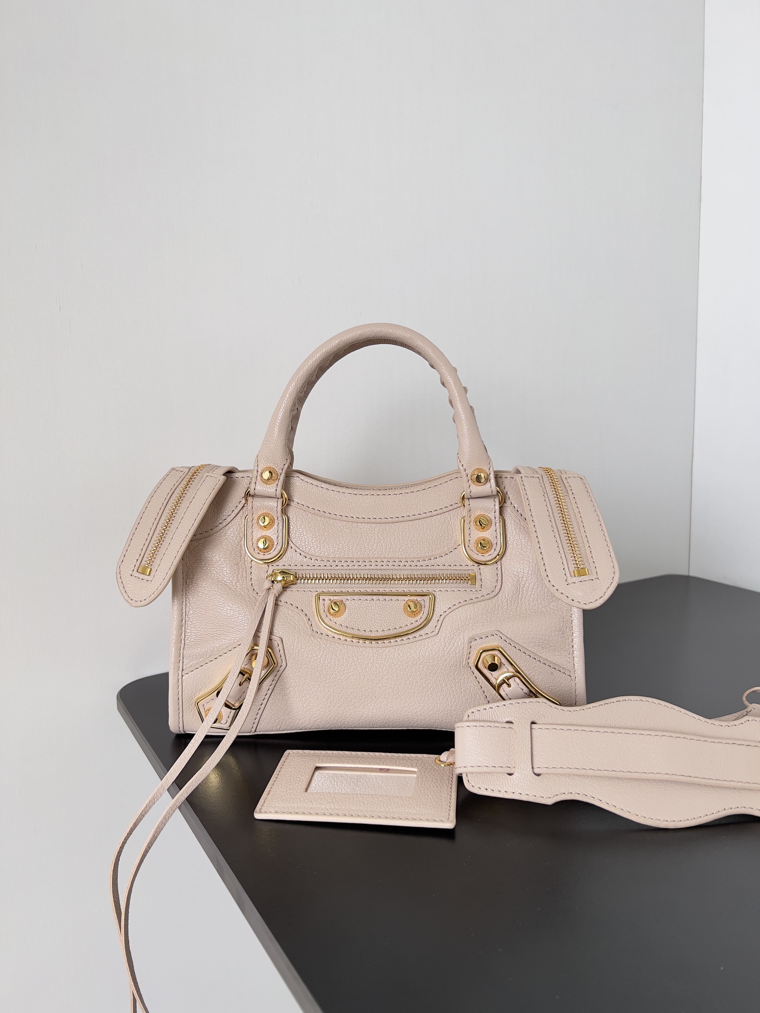 BALENCIAGA Chevre Gold Metallic Edge Hardware Mini