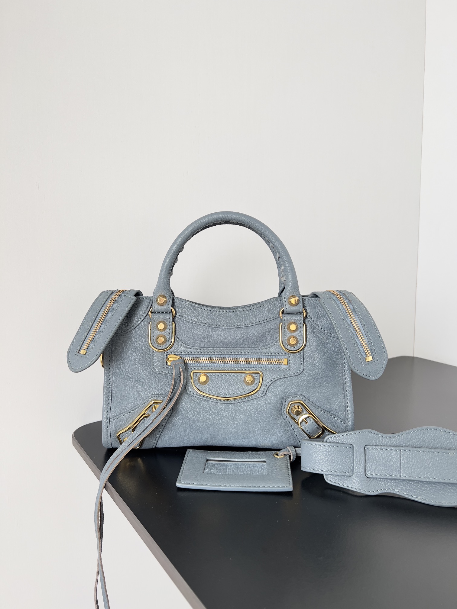BALENCIAGA Chevre Gold Metallic Edge Hardware Mini