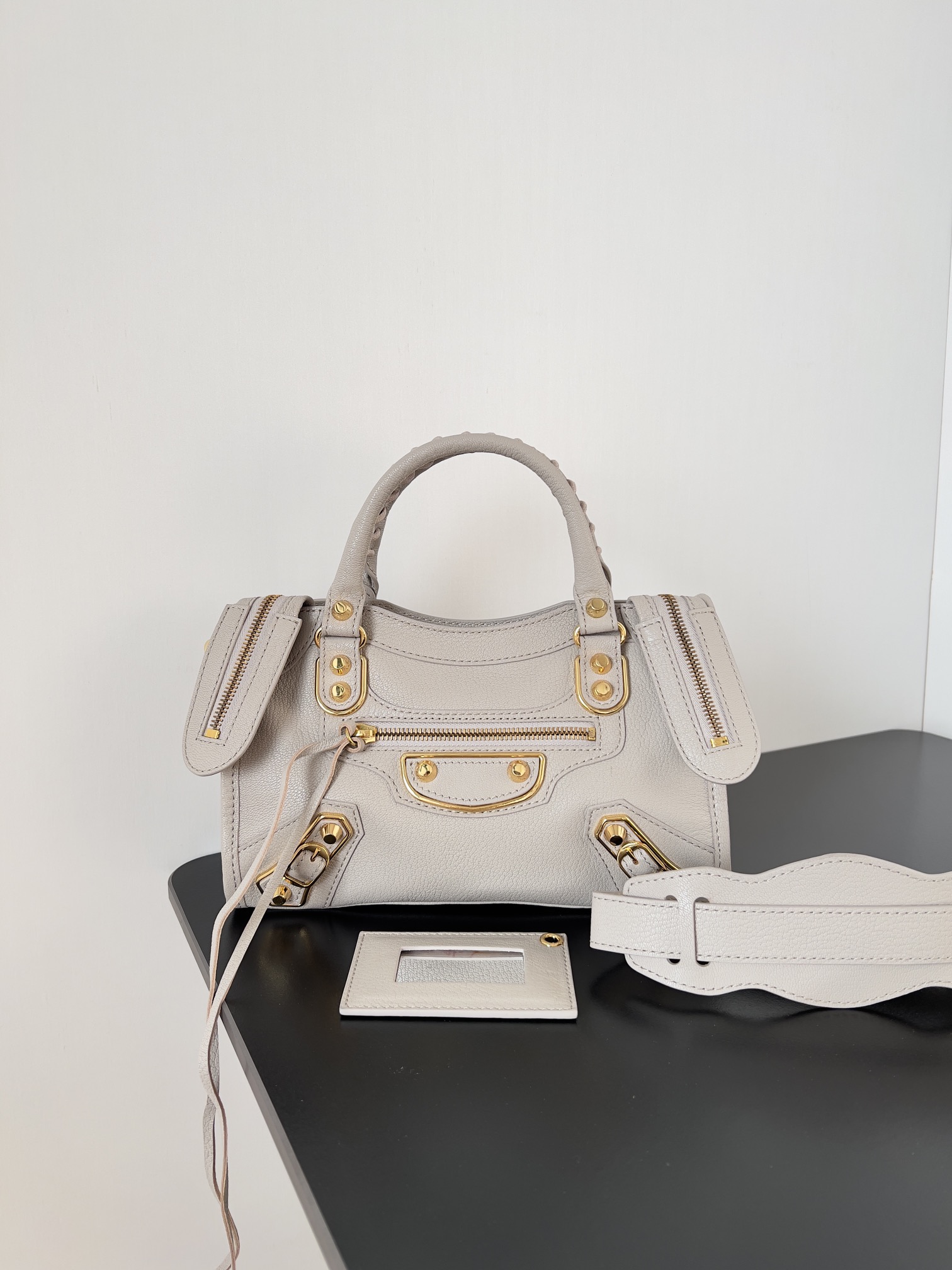 BALENCIAGA Chevre Gold Metallic Edge Hardware Mini