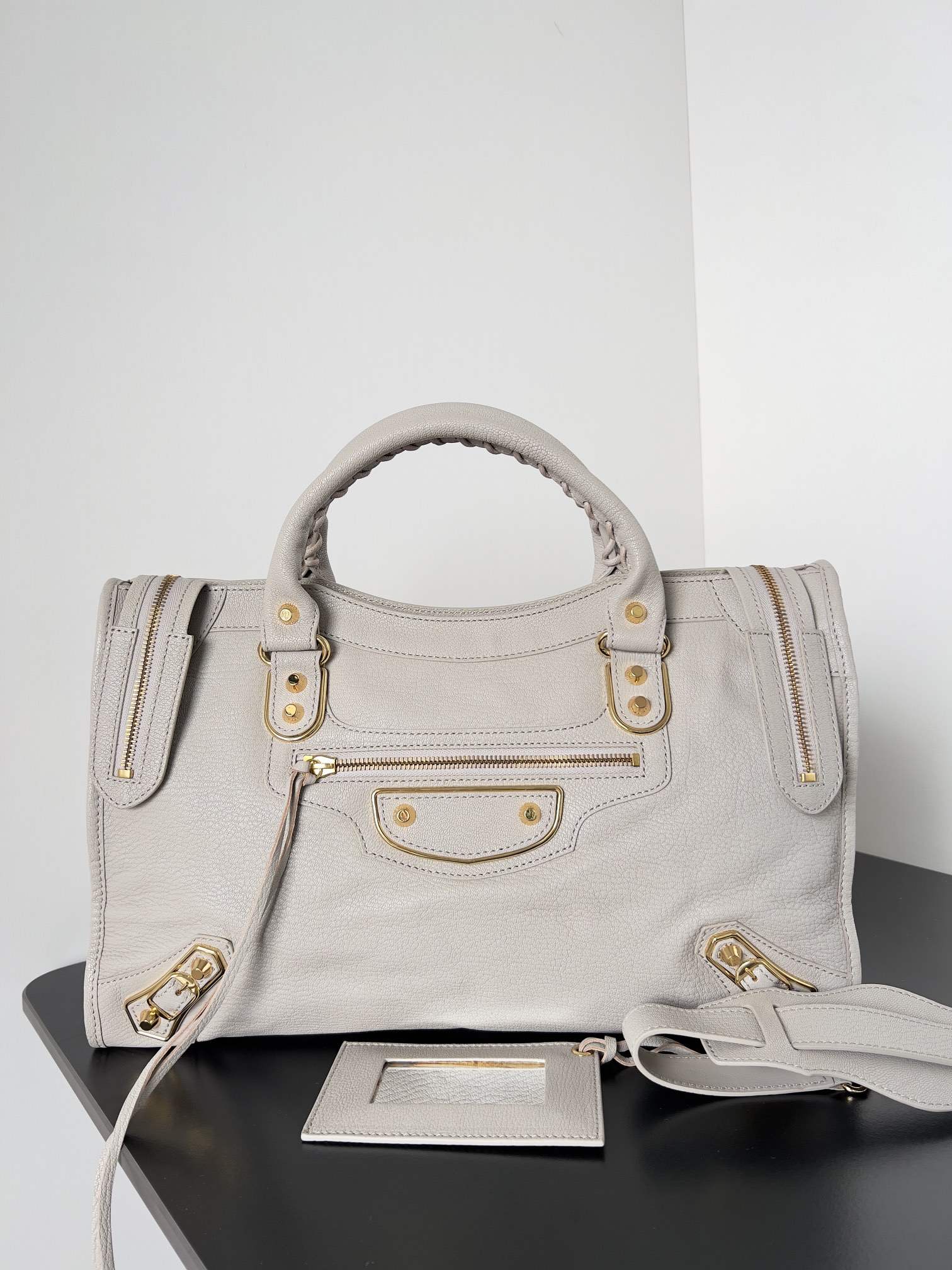 BALENCIAGA Chevre Gold Hardware Metallic Edge City
