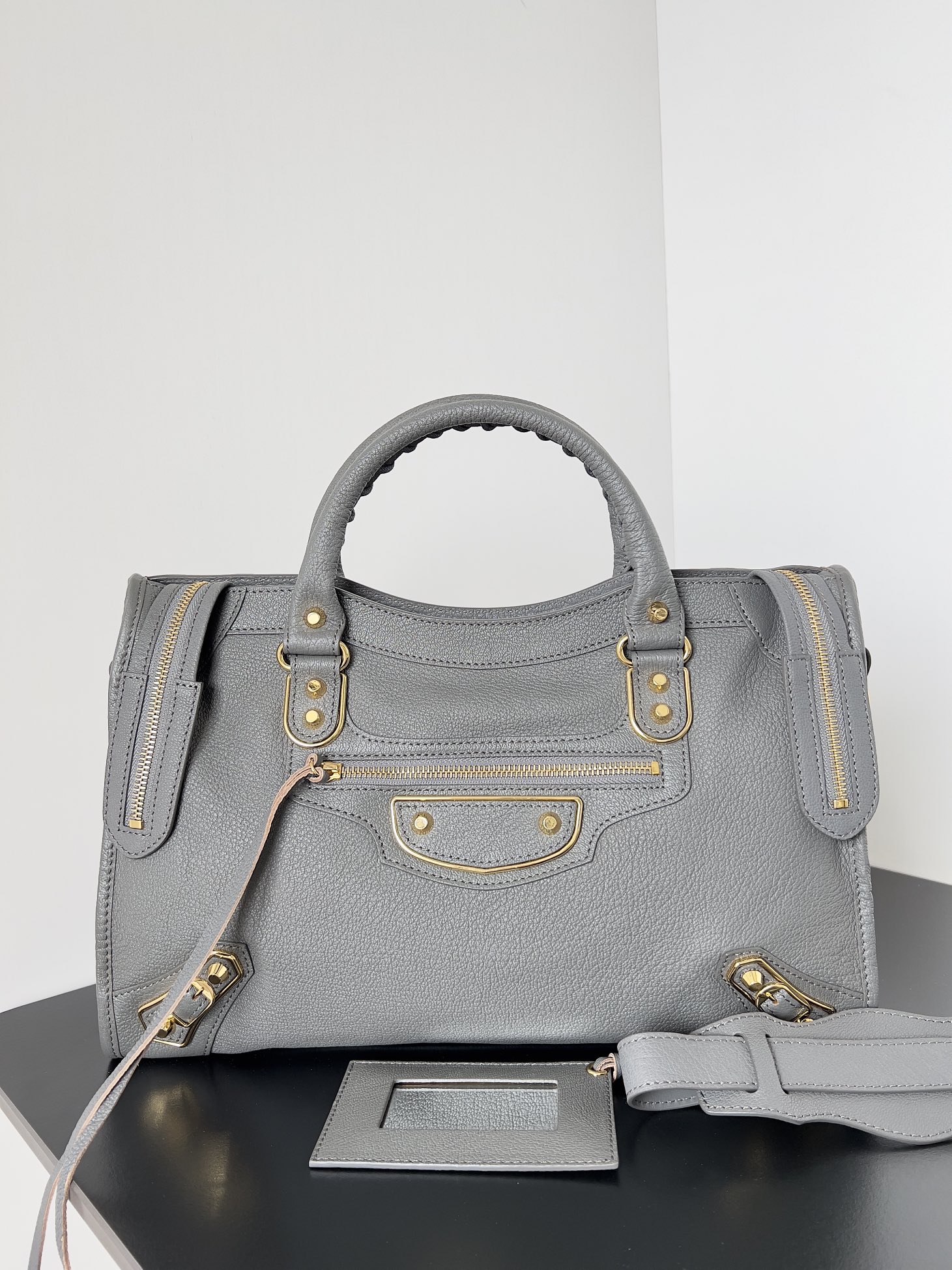 BALENCIAGA Chevre Gold Metallic Edge Hardware Mini