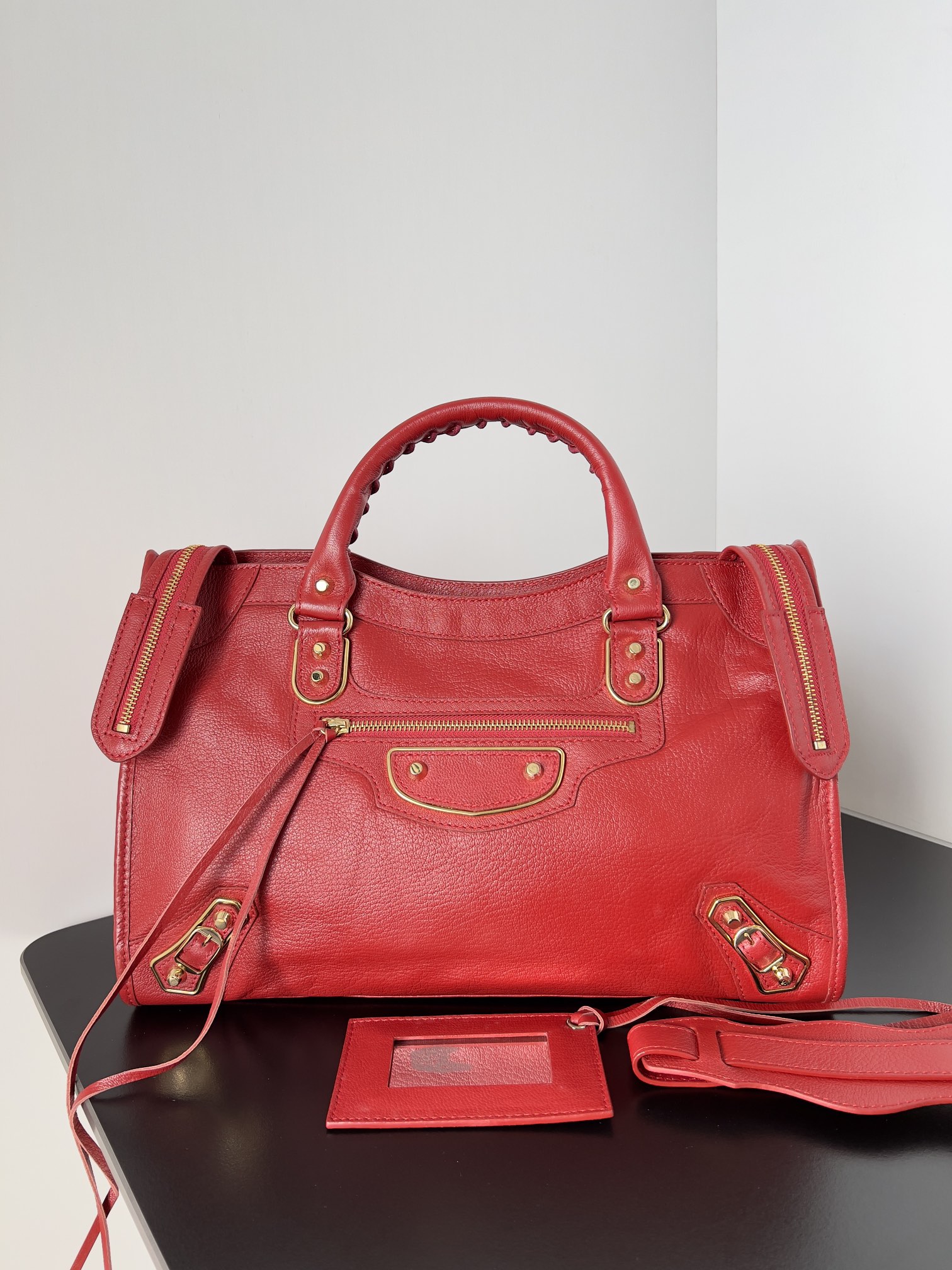 BALENCIAGA Chevre Gold Metallic Edge Hardware City