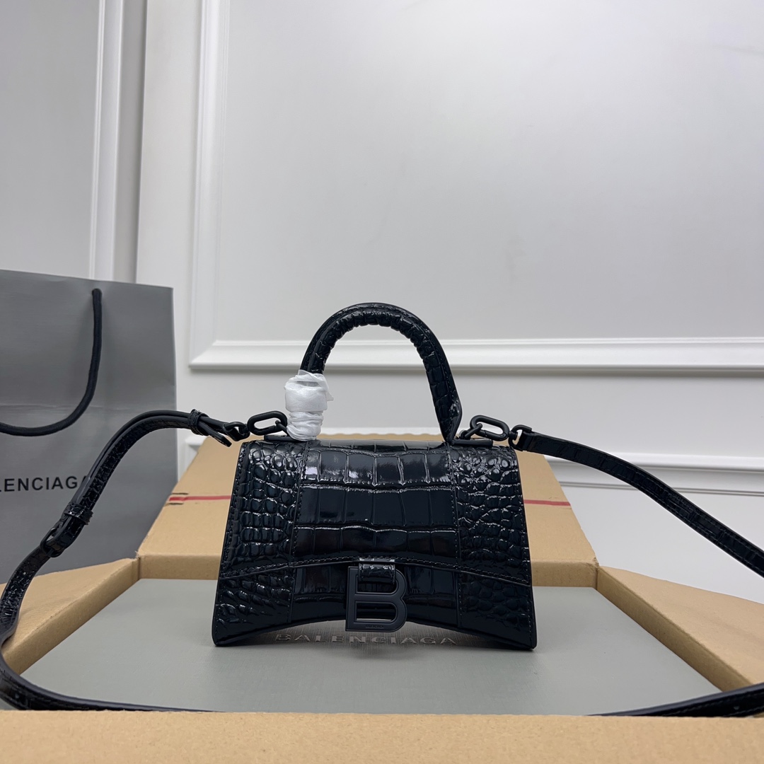 BALENCIAGA Shiny Calfskin Monochrome Crocodile