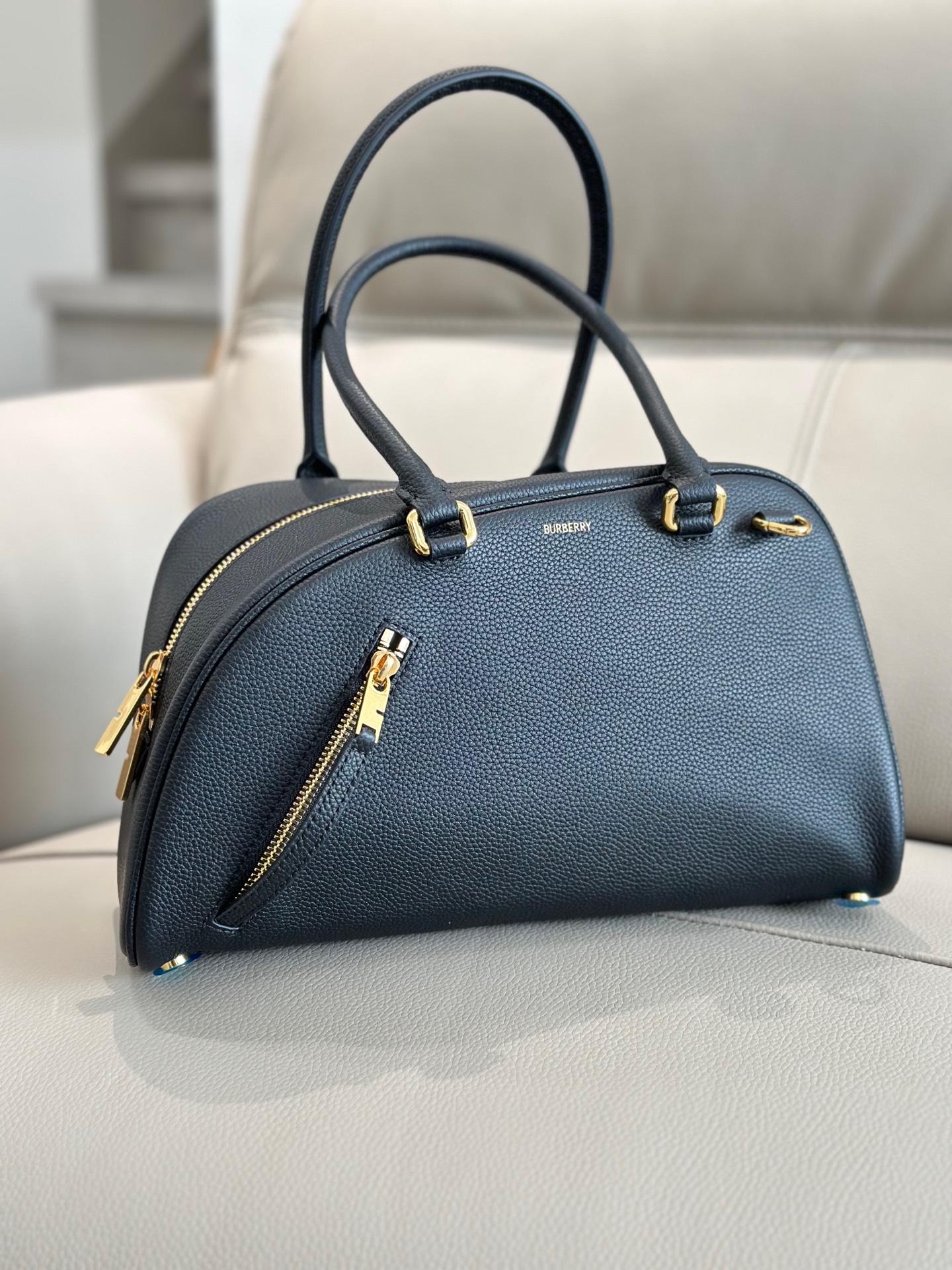Burberry Black Small Shield Twin Bowling Bag Burberry