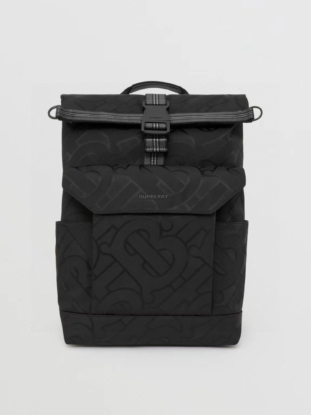 Burberry Monogram-jacquard Backpack In Black