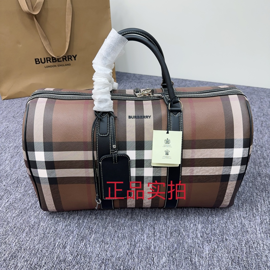 Burberry Exaggerated Check Duffel Bag – Dark Birch Brown |