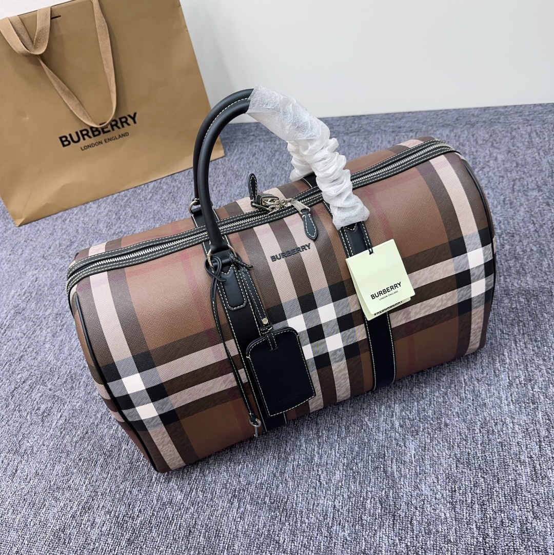 Burberry Men’s Exaggerated Check Duffel Bag